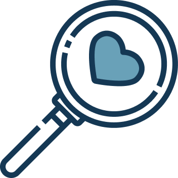 magnifying glass with heart