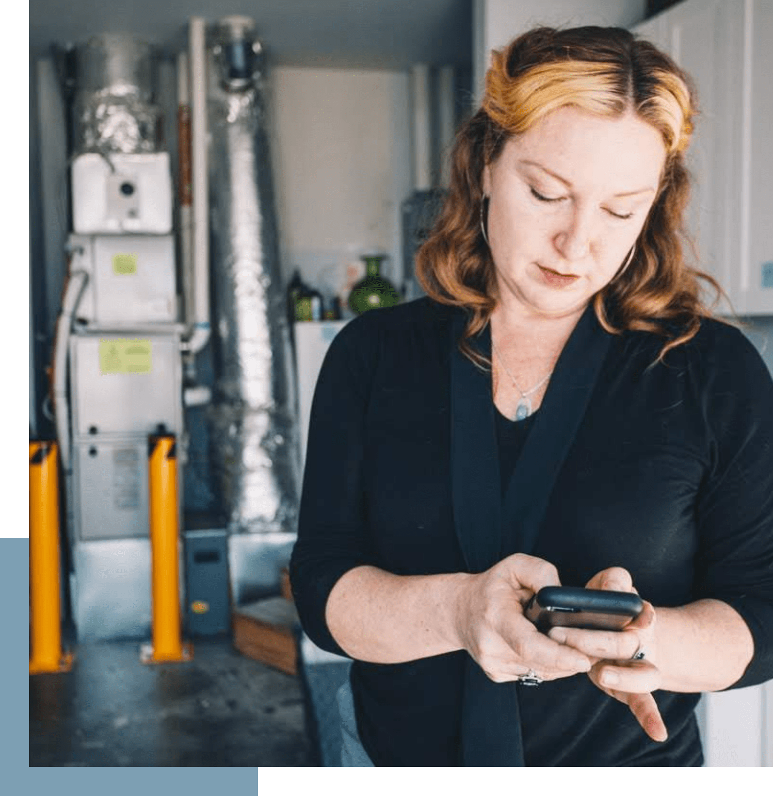 woman looking at a phone