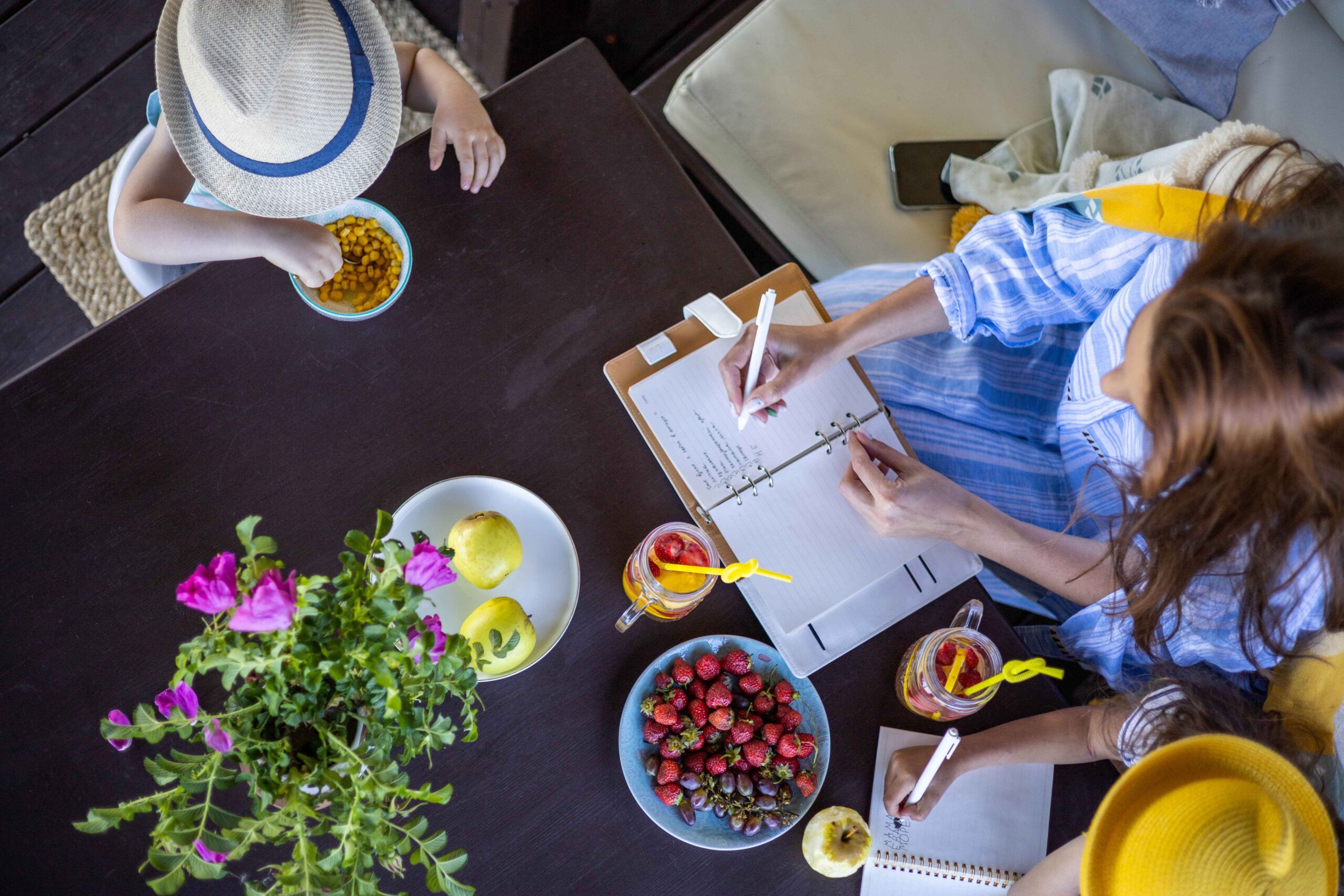 Woman creating her family's meal plan